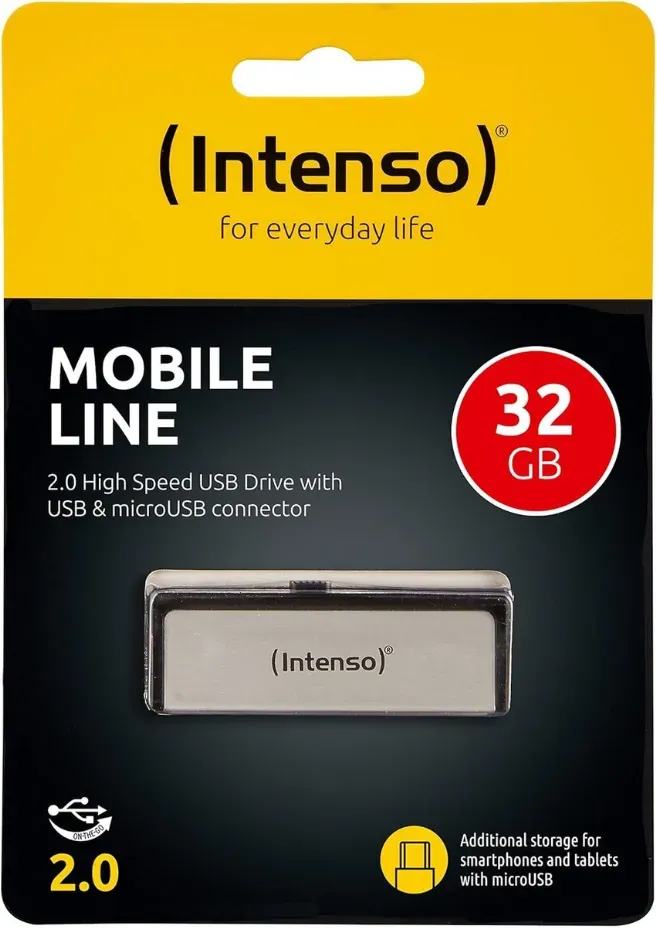 Intenso Mobile Line 32GB OTG USB Stick – USB 2.0 & Micro-USB, Silber