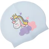 ARTSEWPLY Große Silikon Schwimmkappe mit Cartoon Einhorn Ohrenschutz für Mädchen und Frauen Wasserdichter Badekappen Hut für Langes und Kurzes Haar Elastisch und Uv Schutz Badehaube