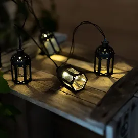 Nowa Lichterkette Solarleuchten Aussen LED Solarlampe Gartenlampe Dekoration in Laternenform, Kunststoff schwarz, 30x LED warmweiß, L 200 cm