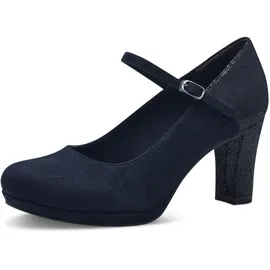 TAMARIS Spangenpumps, mit Metallic-Applikation an der Ferse und Absatz, Gr. 39, navy, , 82352222-39