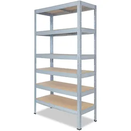 shelfplaza PRO 230x50x45 cm Schwerlastregal in verzinkt mit 6 Böden und 166 kg Traglast pro Boden