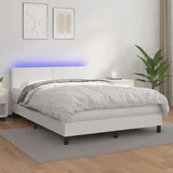 vidaXL Boxspringbett mit Matratze & LED Weiß 140x200 cm Kunstleder