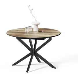 livinity® Firenze Ø 120 cm Schwarz/Eiche rustikal