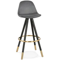 Barstuhl Velours | 75 cm Sitzhöhe | Komfortabel, Designerstil, Buchenholz | Dunkelgrau | Sitzhocker | Kadima Design