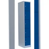 Steelboxx Lüllmann® Schließfachschrank, 1 Abteil, 5 Fächer, 1800 x 315 x 500 mm, lichtgrau/enzianblau