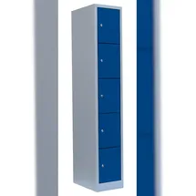 Steelboxx Lüllmann® Schließfachschrank, 1 Abteil, 5 Fächer, 1800 x 315 x 500 mm, lichtgrau/enzianblau