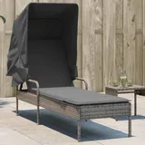 Sonnenliege Mit Dach Grau Poly Rattan