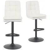 dubi möbel 2er Set Barhocker Höhenverstellbar, 360° drehbar, Barstuhl mit Rückenlehne, doppelt gepolsterter Sitz & Rückenpolster, Stoff Creme, stabiles Metallgestell in Schwarz, Modell Enno
