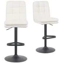 dubi möbel 2er Set Barhocker Höhenverstellbar, 360° drehbar, Barstuhl mit Rückenlehne, doppelt gepolsterter Sitz & Rückenpolster, Stoff Creme, stabiles Metallgestell in Schwarz, Modell Enno