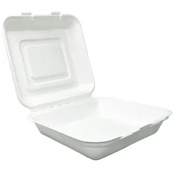 emissimo Menübox Take-Away Box To-Go mit Klappdeckel Mikrowellen-geeignet, weiß - 48x25x3,8cm  50 Stück