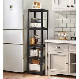 Songmics Schwerlastregal 5 Holzböden, 80kg Fachlast, schwarz, 150 x 37 x 37cm