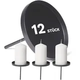 Novaliv 12x Kerzenpick Flach, 8 cm SCHWARZ Kerzenhalter für Adventskranz Kerzenpin Weihnachtskranz