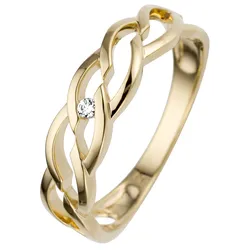 Fingerring JOBO Gr. 60, gelb (gelbgold 585), Fingerringe, Damen, 60, SI = kleine Einschlüsse, Gelbgold 585-Diamanten, Gelbgold 585, Diamanten, 585 Gold mit Diamant