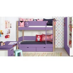 Etagenbett 90x200 cm anthrazit aus MDF und Buche - Kids Town Color