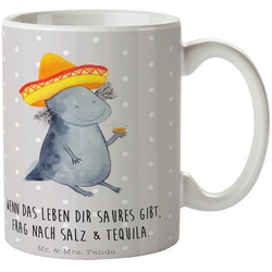 Mr. & Mrs. Panda Tasse Axolotl Tequila – Grau Pastell – Geschenk, Becher, Kaffeebecher, Molc, Keramik grau