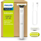 Philips OneBlade Intimate QP1924/30, Elektrorasierer & Intimtrimmer für Männer & Frauen, extra Hautschutz, 2×SkinProtect Klingen, 3 mm Aufsatz, ... - Weiß