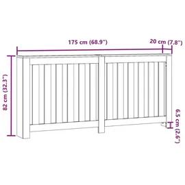 vidaXL Heizkörperverkleidung Schwarz 175x20x82 cm Holzwerkstoff