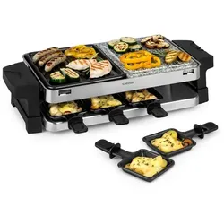 Klarstein Sirloin Raclette 1500W Aluminium / Stein 8 Personen Kontroll-LED Schwarz