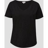 s.Oliver T-Shirt mit V-Ausschnitt, Black, 36