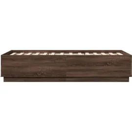 vidaXL Bettgestell mit LED Braun Eichen-Optik 90x190 cm Holzwerkstoff