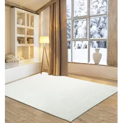 Wollteppich MY HOME "Pirker", beige (natur weiß), B:190cm H:12mm L:290cm, Schurwolle, Teppiche, Wendeteppich, meliert, reine Wolle, handgewebt, Scandi, Wohnzimmer