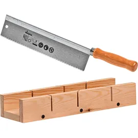DEMA Gehrungssäge mit Holzgriff und Holz Schneidlade