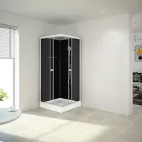 Aurlane Komplettdusche Vitamine Black 2.0  (90 x 90 x 215 cm, Eckig, Schwarz/Silbergrau)