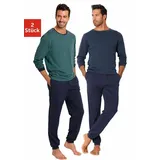 LE JOGGER le jogger® Pyjama (Packung, 4 tlg., 2 Stück) lang im Streifendesign blau 56/58