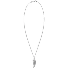 KUZZOI Halskette Herren Flügel Feder Boho 925 Silber grau