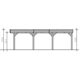 SKANHOLZ Carport Grunewald 6,22 x 7,96 m unbehandelt mit Aluminiumdach