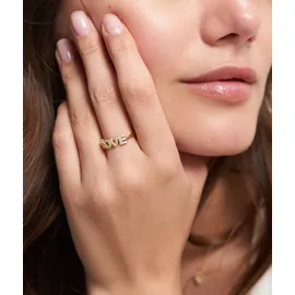 TAMARIS Fingerring Schmuck Geschenk Ring Love, mit Zirkonia (synth) gelb|goldfarben 56
