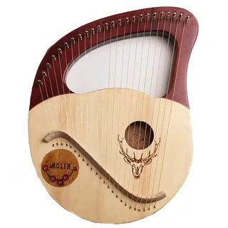 Lyre Harfe 24 String Harp Lyre Handgeschnitzte Tragbare Muster Mahagoni -Holzinstrumente Harfe Instrument Lyre Geschenk für Musikliebhaber, Studenten, Anfänger