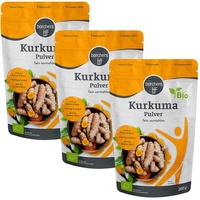 3 x borchers Bio Kurkuma Pulver | Bio Qualität | Vegan | Zuckerarm | Für Kurkuma-Latte & Goldene Milch | 200 g
