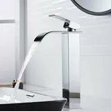 Moderne Hohe Wasserfall-waschtischarmatur, Elegante Design-badarmatur, Hohe Einhebel-waschtischarmatur Aus Messing, Warm- Und Kaltwasser Verfügbar