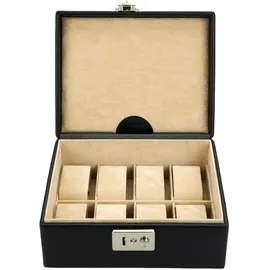 Windrose Uhrenbox Beluga mit Leder Schwarz