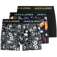 JACK & JONES Herren Jacjames Trunks 3 Pack Noos Boxershorts, Black/Detail:black - Blazing Yellow, M