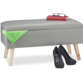 Relaxdays Truhenbank gepolstert Grau 40 x 80 x 39,5 cm