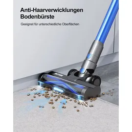 BuTure Akku Staubsauger 450W/38000pa,Staubsauger Kabellos bis zu 55 Min. Laufzeit,Kabelloser Staubsauger mit Touchscreen,Anti-Tangle-Bodenbürste,