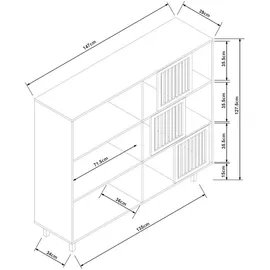 [en.casa] Bücherregal Ypäjä 128 x 147 x 39 cm Beige