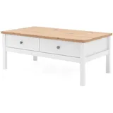 furn.design Couchtisch weiß, Eiche Artisan, 110 cm, 2 Schubkästen, Vestland