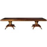 Casa Padrino Luxus Barock Esstisch Braun / Gold 350 x 120 x H. 80 cm - Massivholz Esszimmertisch - Esszimmer Möbel im Barockstil - Edel & Prunkvoll