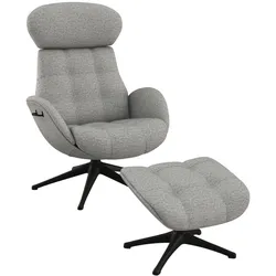 Relaxsessel FLEXLUX "Chester, Funktionssessel, Hoher Komfort, Scandi, Drehbar", grau (sophisto grau), B:90cm H:107cm T:89cm, 100% Polyester, Sessel, Premium Komfort, Rücken- und Kopfteilverstellung, Drehbar, Fuß Schwarz