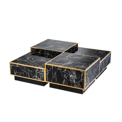 Casa Padrino Art Deco Luxus Couchtisch Kunstmarmor Gold finish 4er Set - Wohnzimmer Salon Tisch - Luxus Möbel
