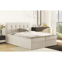 kaiser möbel Boxspringbett mit matratze und bettkasten, Schlafbett LUDANO 160 cm x 200 cm stoff Sydney Perle H3 - Beige