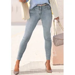 Skinny-fit-Jeans LASCANA, Damen, Gr. 34, N-Gr, blau (blau, washed), Denim/Jeans, Obermaterial: 98% Baumwolle, 2% Elasthan, modisch, figurbetont lang, Jeans, mit Stretchanteil, figurbetont