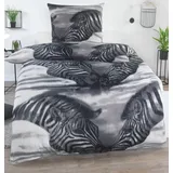 DreamHome 2 teilige Kinder Warme Kuschel Fleece Bettwäsche 135x200 + Kissenhülle 80x80 Einhorn Feuerwehrmann Pferd Pinguin, Designe:Zebra