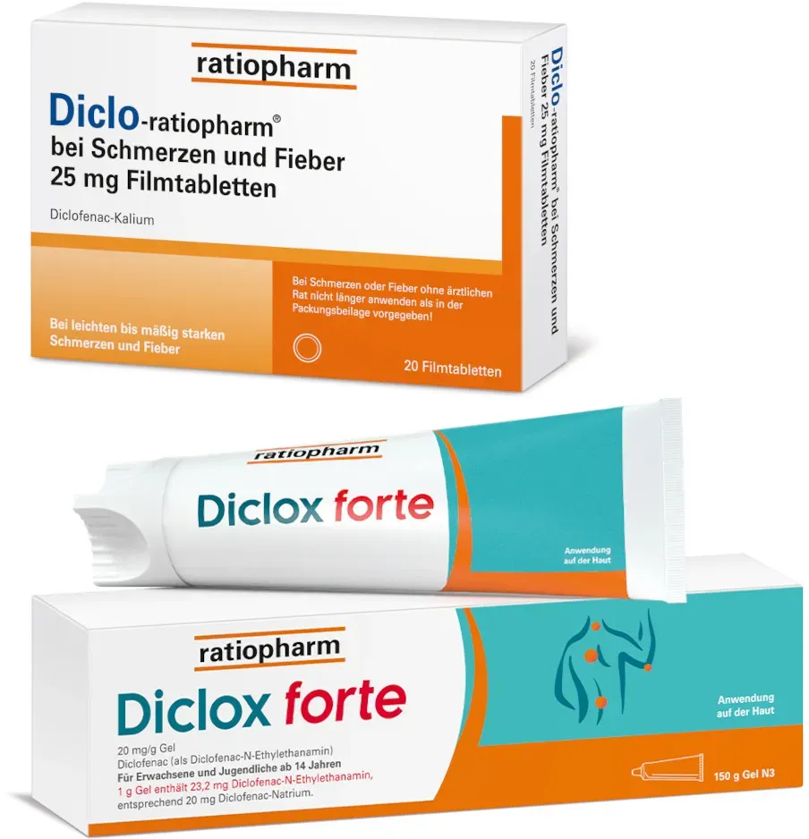 Diclox forte + Diclo Ratiopharm Schmerztabletten