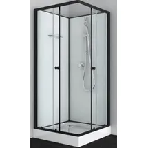 SANOTECHNIK Komplettdusche mit Schiebetür 90 x 90 cm schwarz Sicherheitsglas PS15B