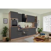 Respekta Küche Küchenzeile Leerblock grifflos Eiche Grau Lorena 330 cm Respekta