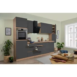 Respekta Küche Küchenzeile Leerblock grifflos Eiche Grau Lorena 330 cm Respekta